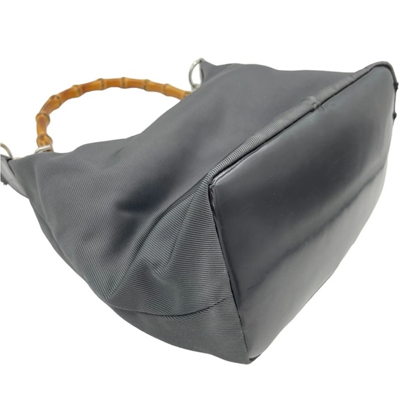 GUCCI Authentic Bamboo Shoulder Hand Bag Black Nylon Enamel. EUC! - Picture 13 of 16